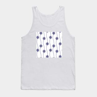 Blue Floral Pattern Tank Top